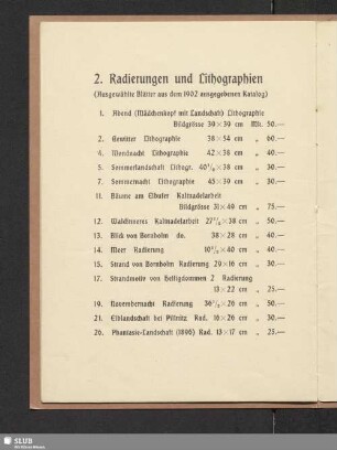 2. Radierungen und Lithographien