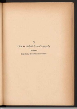 G. Handel, Industrie und Gewerbe