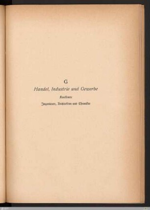 G. Handel, Industrie und Gewerbe