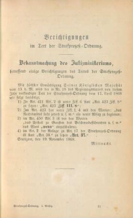 Berichtigungen im Text der Strafprozeß-Ordnung