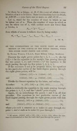 On the construction of the ninth point of intersection of two curves of the third degree, when the other eight points are given.