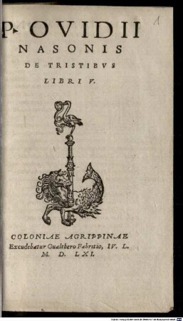P. Ovidii Nasonis De Tristibus : Libri V