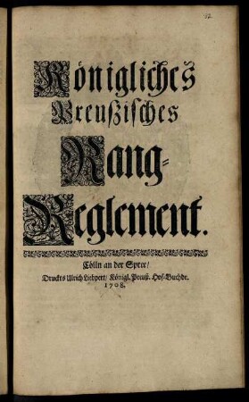 Königliches Preußisches Rang-Reglement