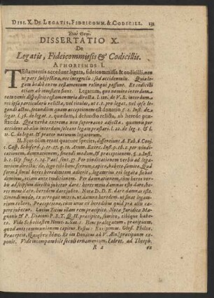 Dissertatio X. De Legatis, Fideicommissis & Codicillis