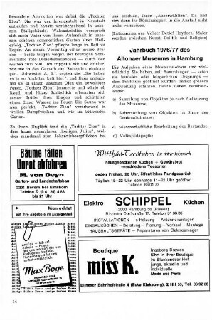 Jarhbuch 1977 des Altonaer Museums in Hamburg