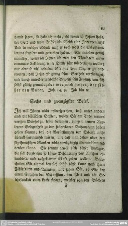 Sechs und zwanzigster Brief