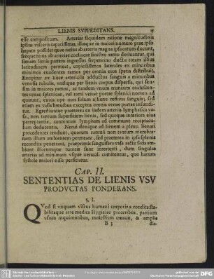 Cap. II. Sententias De Lienis Usu Productas Ponderans