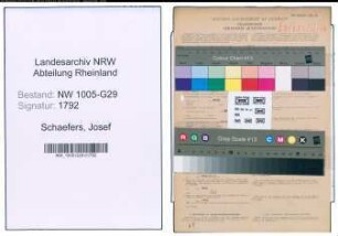Entnazifizierung Josef Schaefers , geb. 29.08.1901 (Bahninspektor)
