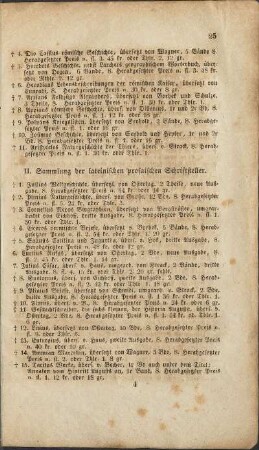 II. Sammlung der lateinischen prosaischen Schriftsteller.