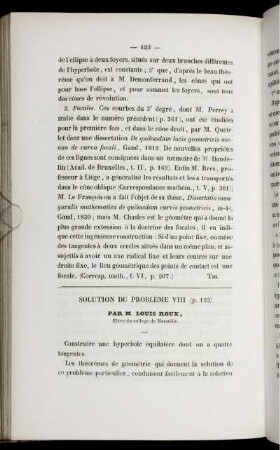 Solution du problème VIII.