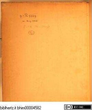 Studio d'architettura civile sopra gli ornamenti di porte, e finestre colle misure, piante, modini, e profili, tratte da alcune fabbriche insigni di Firenze erette col disegno dè più celebri architetti / opera misurata, disegnata, e intagliata da Ferdinando Ruggieri, sotto gli auspici dell' A. R. di Cosimo III. Granduca di Toscana, Parte Prima, Firenze 1722, nella Samperia Reale presso Gio: Gaetano Tartini, e Santti Franchi, con Licenza de Superiori.Innenseite des Bucheinbands des ersten Bandes der Architettura Civile des Ferdinando Ruggeri - Studio d'architettura civile, da Ferdinando Ruggieri, Parte prima, Firenze 1722.