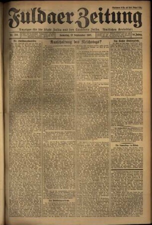 Erste Ausgabe vom Samstag, den 17. September 1927.