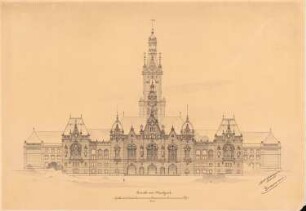 Rathaus, Hannover: Rückansicht, 1:200