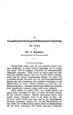 Gesamtentwicklung und Einzelentwicklung : ein Versuch