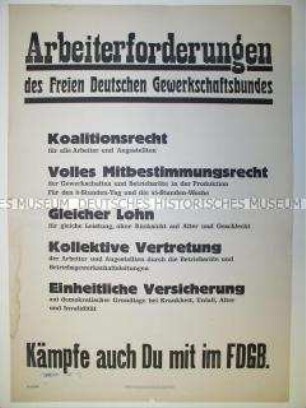 Maueranschlag mit Parolen des FDGB