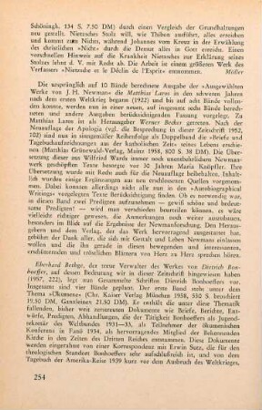 254 [Rezension] Newman, John Henry, Ausgewählte Werke