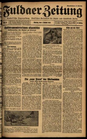 Ausgabe vom Montag, den 08. Januar 1940.