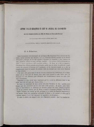 Lettre À M. Le Rédacteur En Chef Du Journal Des Économistes sur les comptes-rendus par MM. H. Passy et Courcelle-Seneuil