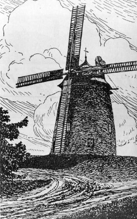 Wilsdruff-Kaufbach. Holländermühle, Zeichnung von Richard Zschumpelt, 1911, Repro