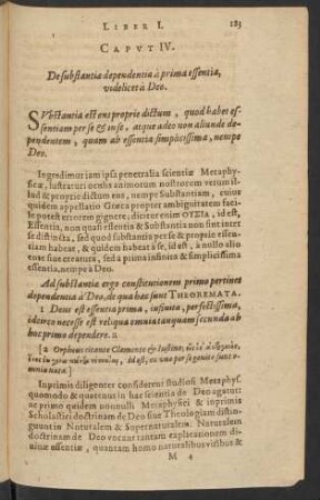 Caput IV. De substantiae dependentia a prima essentia, videlicet a Deo.