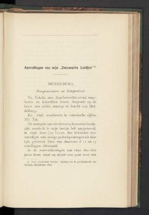 Aanvullingen van mijn ,,Zeeuwsche Loodjes"