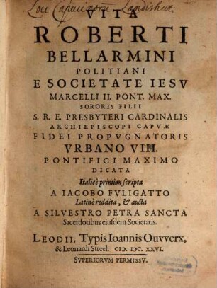 Vita Roberti Bellarmini Politiani