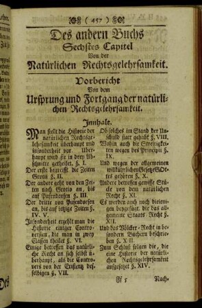 Des andern Buchs Sechstes Capitel Von der Natürlichen Rechtsgelehrsamkeit.