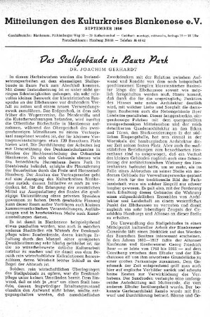 Das Stallgebäude im Baurs Park