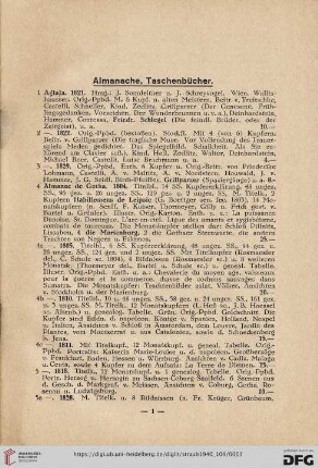 Almanache, Taschenbücher (Nr. 1-40)