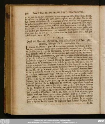 §. LXXIII. Quid de libertate Christiana, quae adiunctum dici solet adoptionis, eiusque abusu tenendum sit.