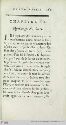 Chapitre IX: Mythologie des Grecs