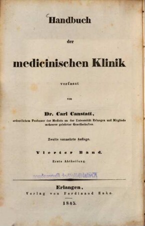 Die specielle Pathologie und Therapie : vom klinischen Standpunkte aus bearbeitet, 4,1