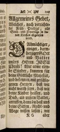 227-234, Allgemeines Gebet, welches nach verrichteter ...