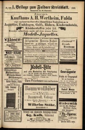 Zweite Ausgabe vom Samstag, den 16. September 1899.