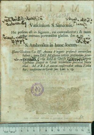 Vaticinium S. Simeonis...