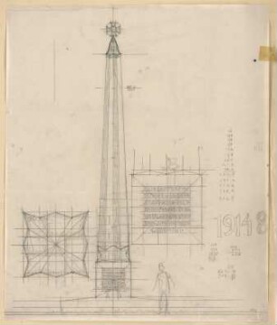 Fischer, Theodor; Soldatengräber - Grundrisse, Ansicht, Details