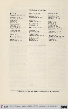 III. Index of Artists
