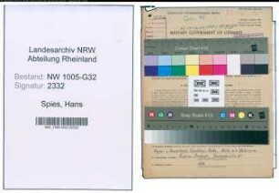 Entnazifizierung Hans Spies , geb. 18.01.1906 (Verw.Inspektor)