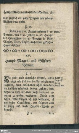 XV. Haupt-Magen- und Glieder-Balsam
