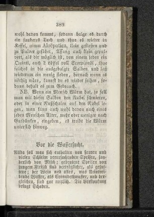 Vor die Wassersucht.