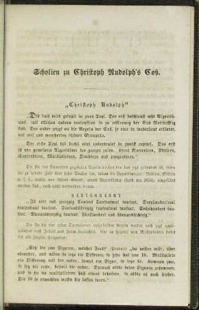 Scholien zu Christoph Rudolph's Coß