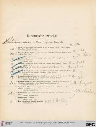 Keramische Arbeiten (Nr. 1-163)