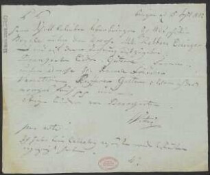 Bestellung von Musikalien für "Mll. Rebbeca Eslinger" und "H[err]n [...] Friedber[?]"