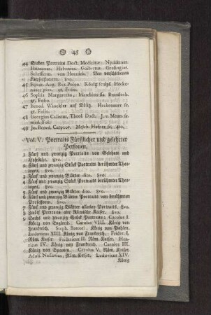 Vol. V. Portraits Fürstlicher und gelehrter Personen.