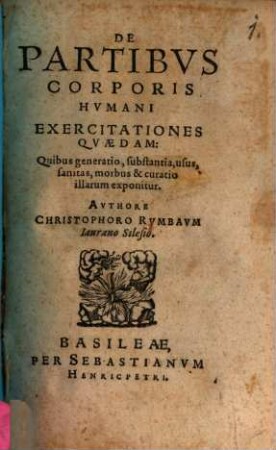 De partibus corporis humani exercitationes quaedam