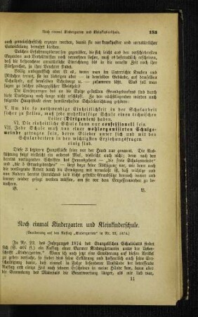 Noch einmal Kindergarten und Kleinkinderschule : (Erwiderung auf den Aufsatz "Kindergarten" in Nr. 22, 1874)