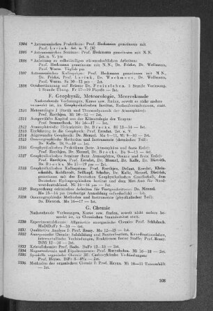 F. Geophysik, Meteorologie, Meereskunde