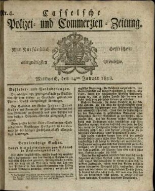 Nr. 4, Mittwoch, den 14ten Januar 1818