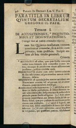 326-396, Paratitla in Librum Qvintum Decretalium Gregorii IX. Papae