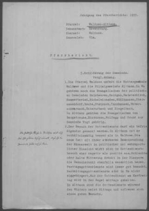 Waldsee-Alttann mit Diaspora: Pfarrbericht 1933